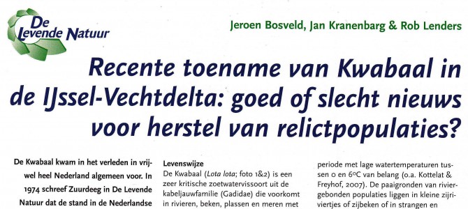 Publicatie Kwabaal artikel in ‘De Levende Natuur’